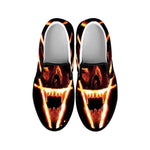 Flame Satanic Pentagram Print Black Slip On Shoes
