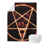 Flame Satanic Pentagram Print Blanket