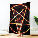 Flame Satanic Pentagram Print Blanket