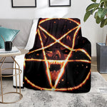 Flame Satanic Pentagram Print Blanket