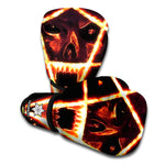Flame Satanic Pentagram Print Boxing Gloves