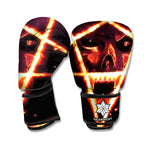 Flame Satanic Pentagram Print Boxing Gloves