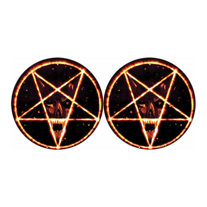 Flame Satanic Pentagram Print Car Coasters