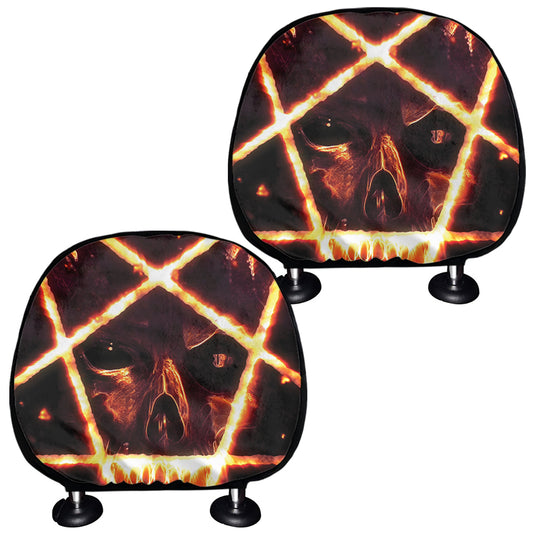 Flame Satanic Pentagram Print Car Headrest Covers