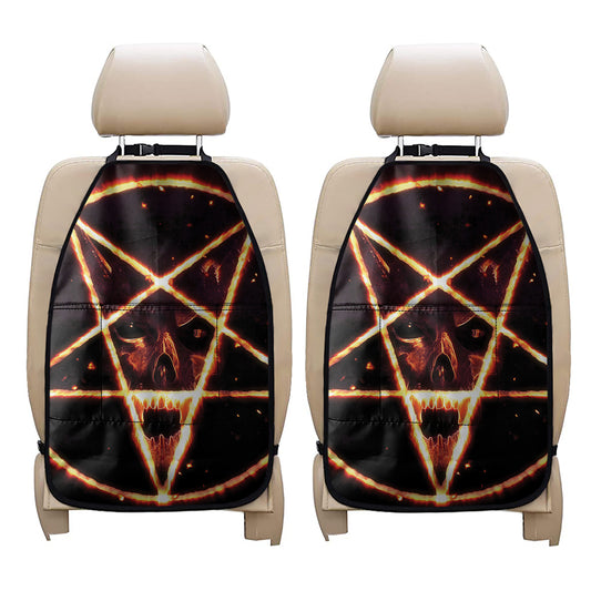 Flame Satanic Pentagram Print Car Seat Organizers