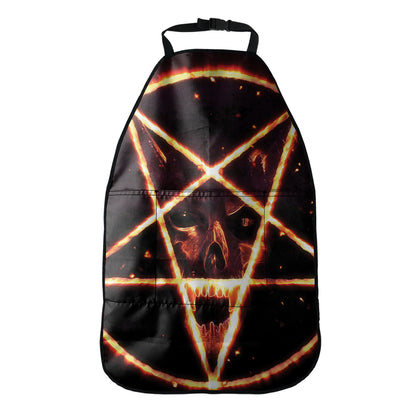 Flame Satanic Pentagram Print Car Seat Organizers