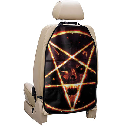Flame Satanic Pentagram Print Car Seat Organizers