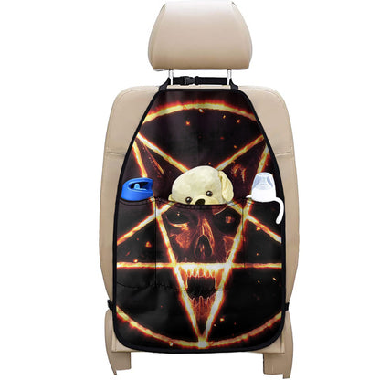 Flame Satanic Pentagram Print Car Seat Organizers