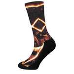 Flame Satanic Pentagram Print Crew Socks