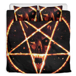 Flame Satanic Pentagram Print Duvet Cover Bedding Set