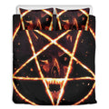 Flame Satanic Pentagram Print Duvet Cover Bedding Set