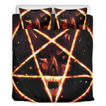 Flame Satanic Pentagram Print Duvet Cover Bedding Set