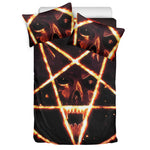 Flame Satanic Pentagram Print Duvet Cover Bedding Set