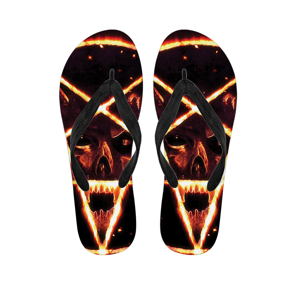 Flame Satanic Pentagram Print Flip Flops