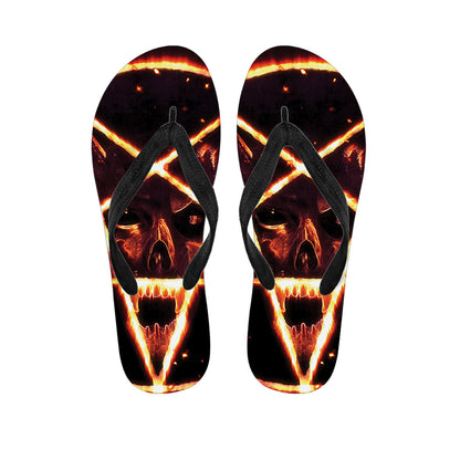 Flame Satanic Pentagram Print Flip Flops