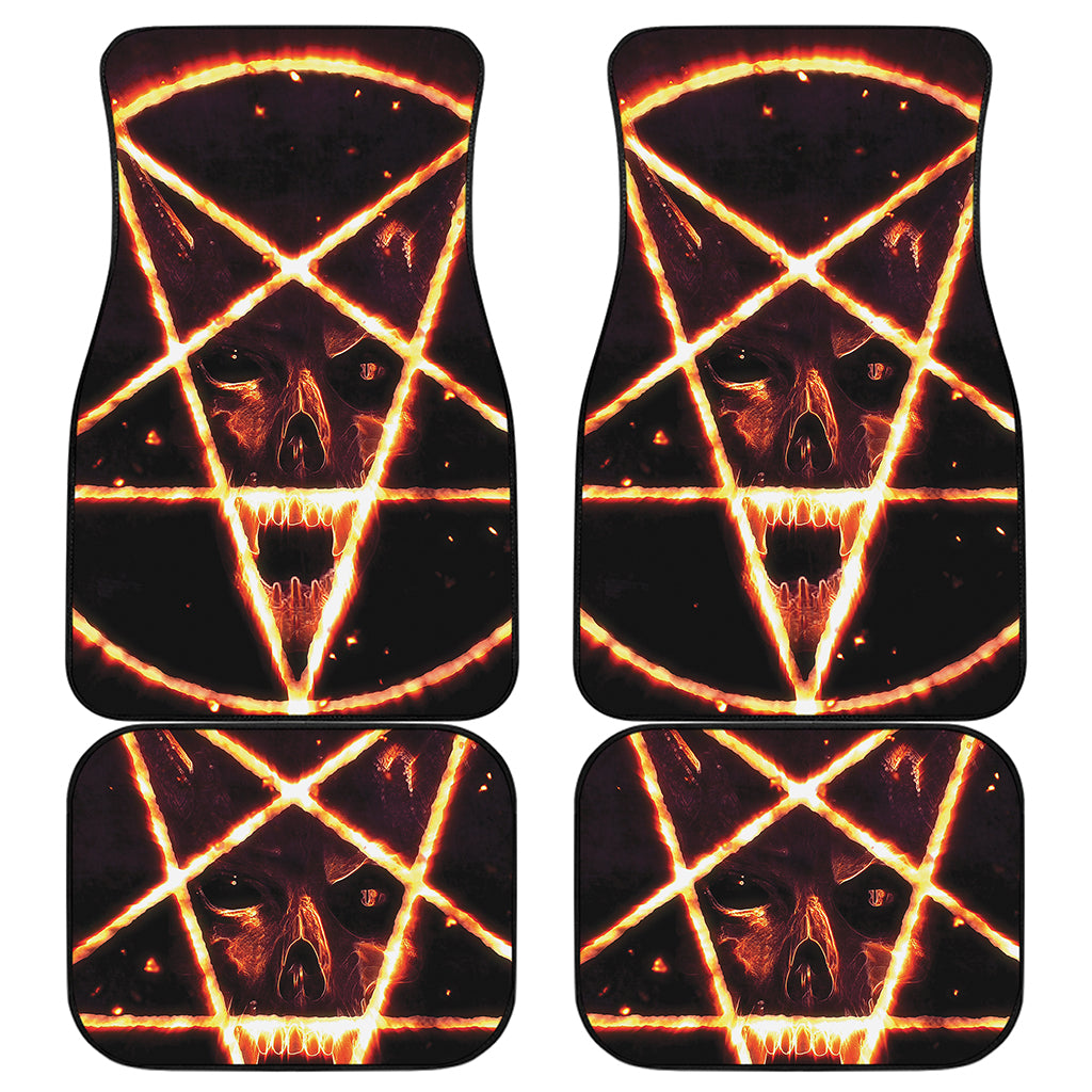 Flame Satanic Pentagram Print Front and Back Car Floor Mats