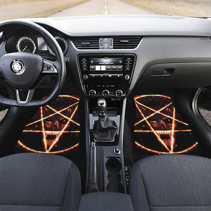 Flame Satanic Pentagram Print Front and Back Car Floor Mats