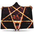 Flame Satanic Pentagram Print Hooded Blanket