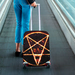 Flame Satanic Pentagram Print Luggage Cover