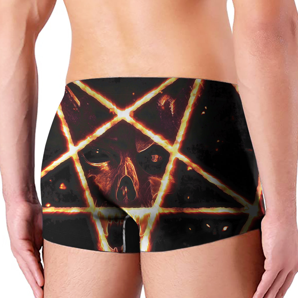 Flame Satanic Pentagram Print Men's Boxer Briefs