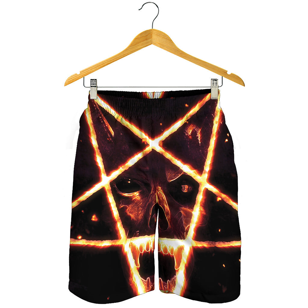 Flame Satanic Pentagram Print Men's Shorts
