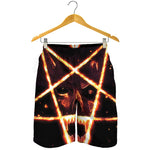 Flame Satanic Pentagram Print Men's Shorts