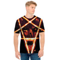 Flame Satanic Pentagram Print Men's T-Shirt