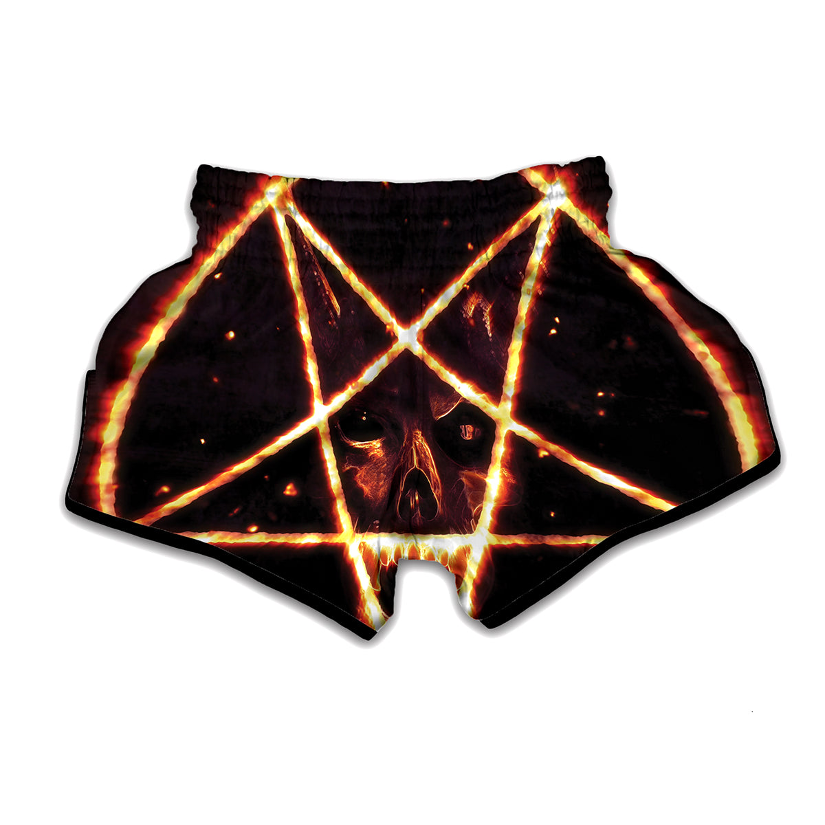 Flame Satanic Pentagram Print Muay Thai Boxing Shorts