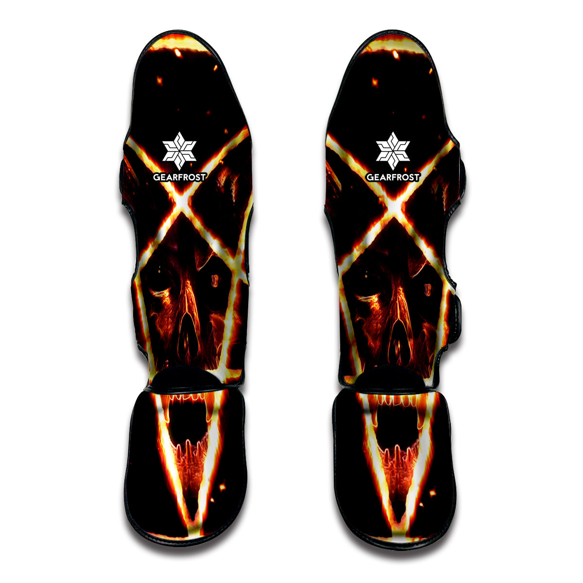 Flame Satanic Pentagram Print Muay Thai Shin Guard
