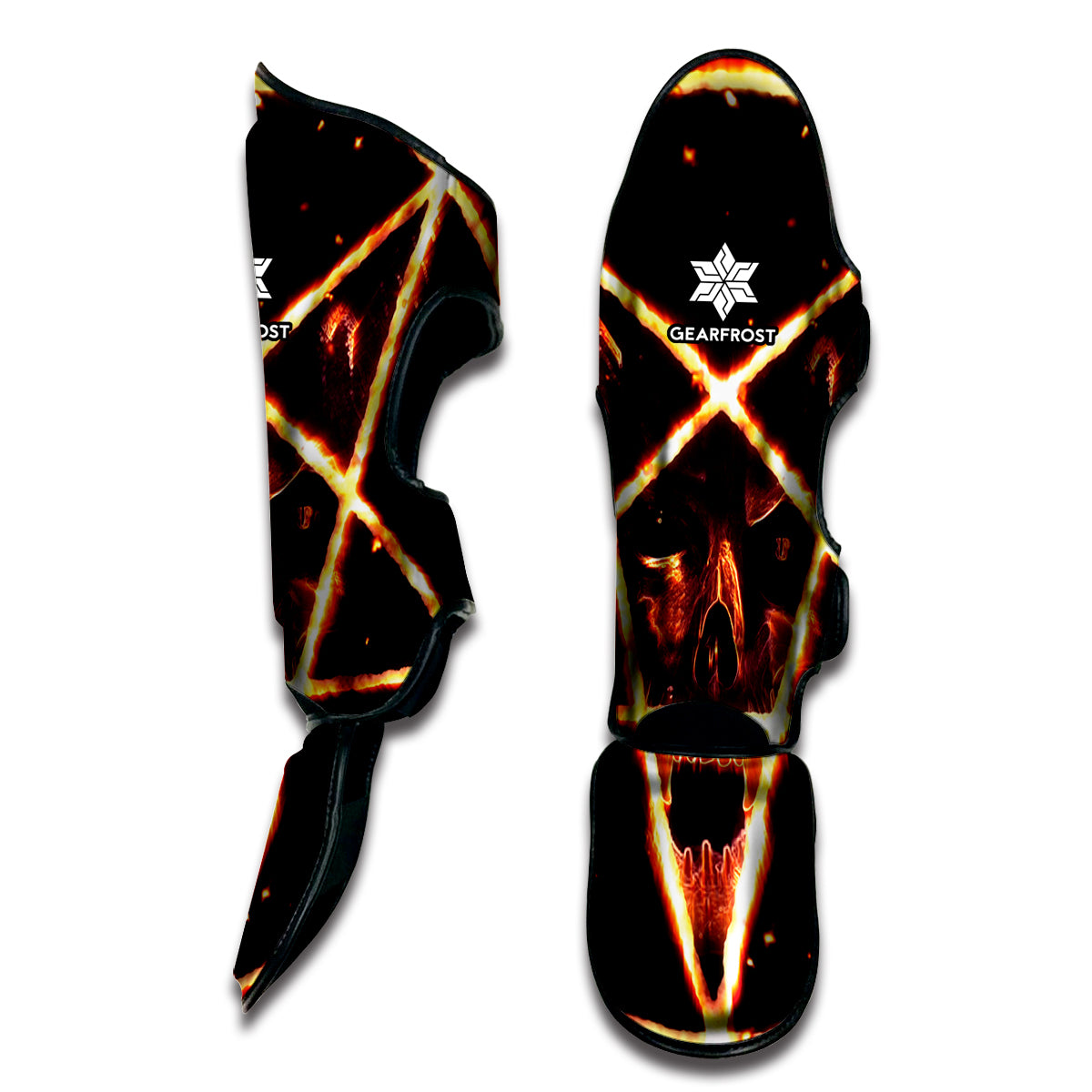 Flame Satanic Pentagram Print Muay Thai Shin Guard