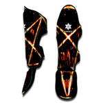 Flame Satanic Pentagram Print Muay Thai Shin Guard