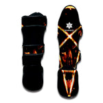 Flame Satanic Pentagram Print Muay Thai Shin Guard