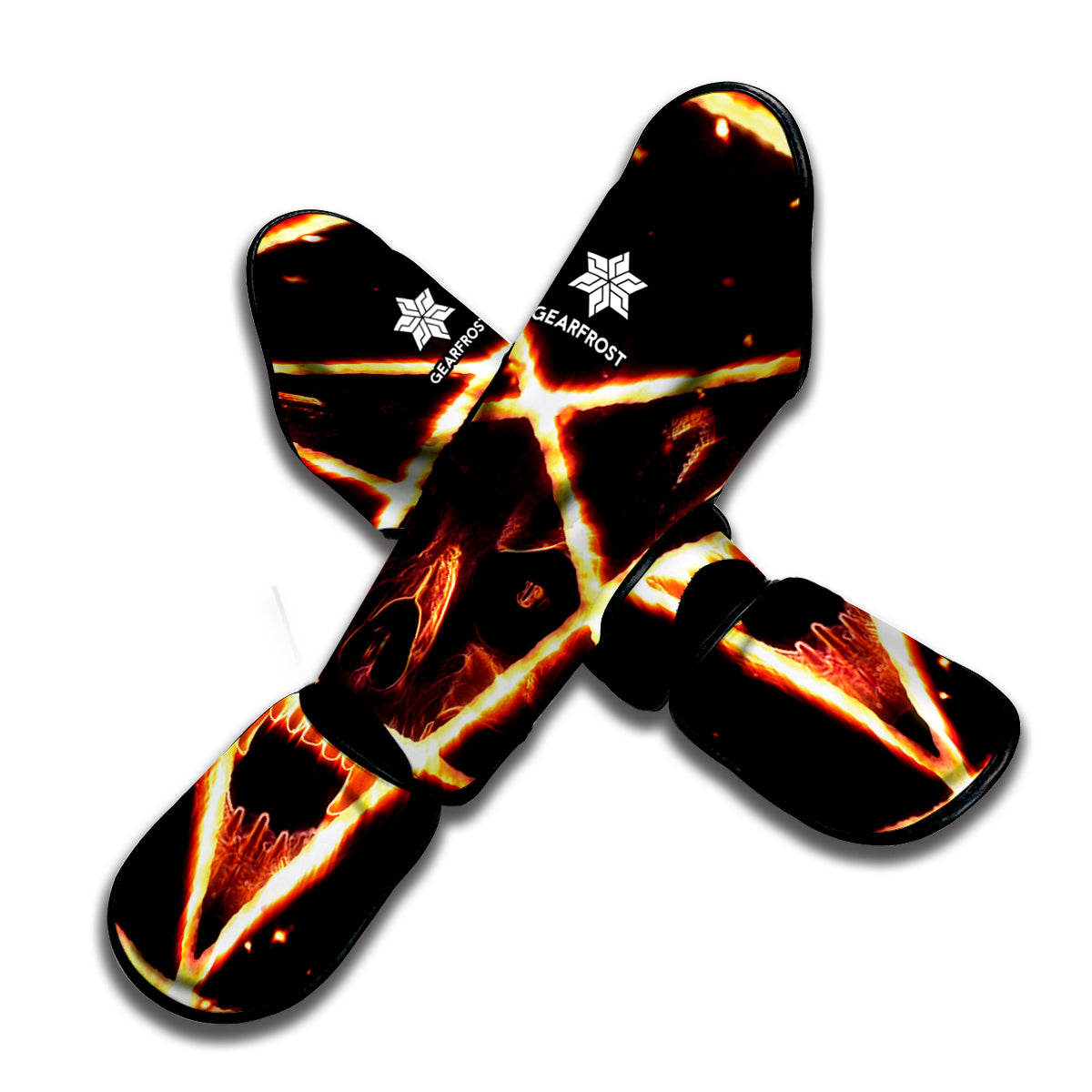 Flame Satanic Pentagram Print Muay Thai Shin Guard