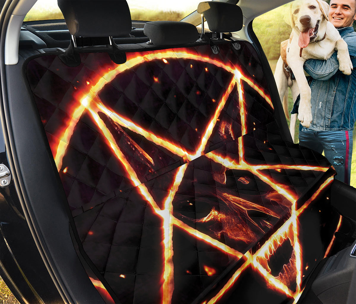Flame Satanic Pentagram Print Pet Car Back Seat Cover