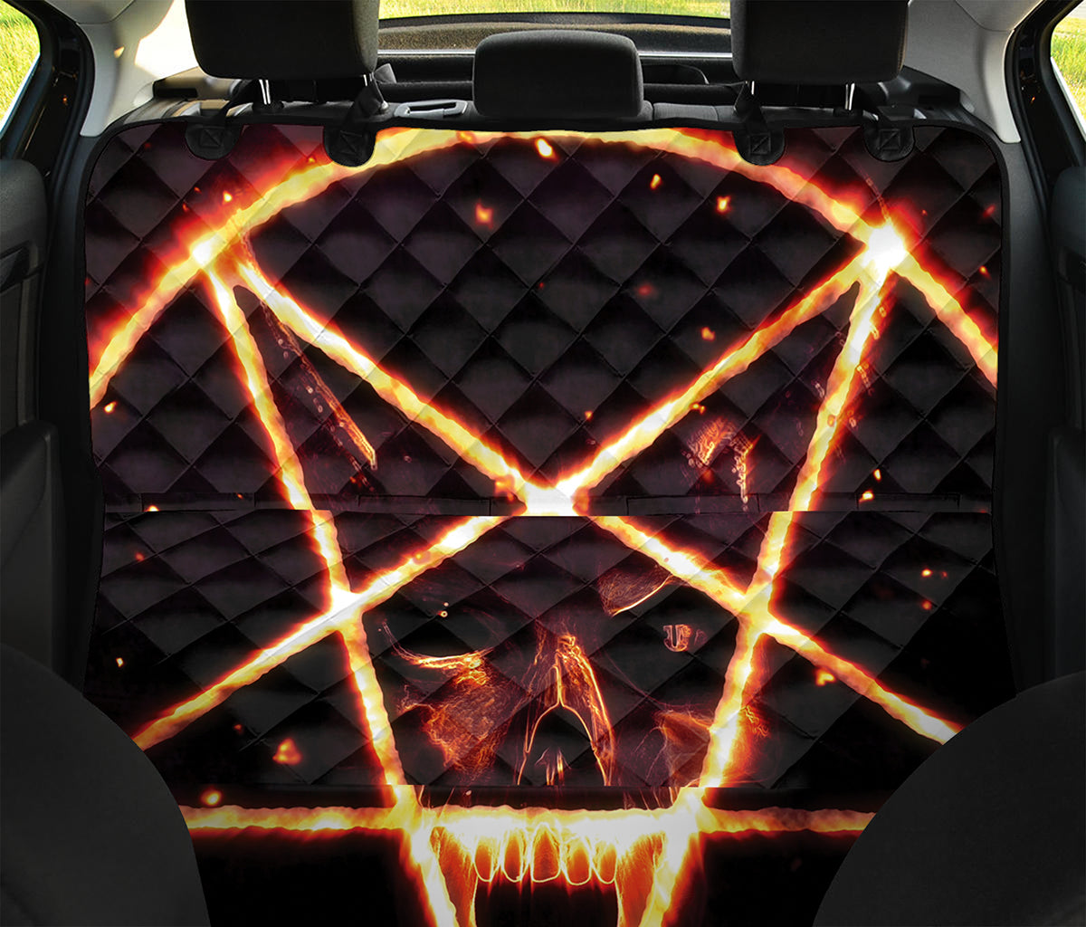 Flame Satanic Pentagram Print Pet Car Back Seat Cover