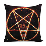Flame Satanic Pentagram Print Pillow Cover