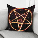 Flame Satanic Pentagram Print Pillow Cover