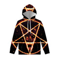 Flame Satanic Pentagram Print Pullover Hoodie