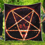 Flame Satanic Pentagram Print Quilt