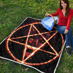 Flame Satanic Pentagram Print Quilt
