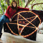 Flame Satanic Pentagram Print Quilt