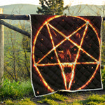 Flame Satanic Pentagram Print Quilt