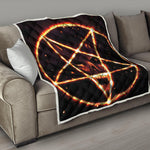 Flame Satanic Pentagram Print Quilt