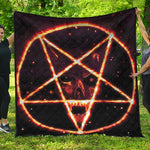 Flame Satanic Pentagram Print Quilt