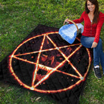Flame Satanic Pentagram Print Quilt