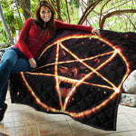 Flame Satanic Pentagram Print Quilt