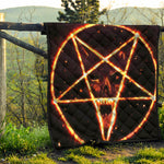 Flame Satanic Pentagram Print Quilt