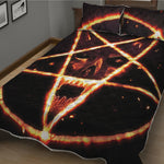 Flame Satanic Pentagram Print Quilt Bed Set