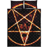 Flame Satanic Pentagram Print Quilt Bed Set