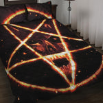 Flame Satanic Pentagram Print Quilt Bed Set